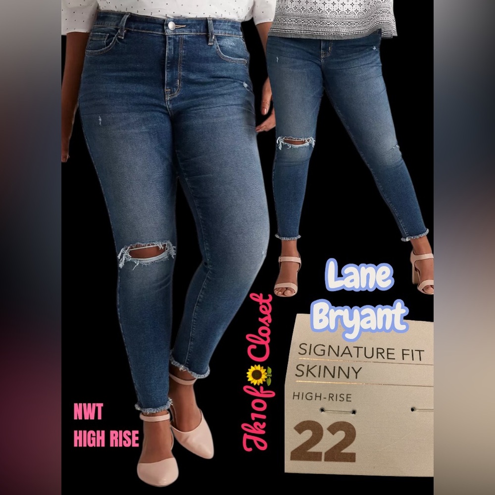 LOWEST🌺 NWT LANE BRYANT Sz 22 HIGH RISE DISTRESSED SKINNY JEANS